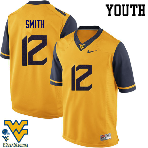 NCAA Youth Geno Smith West Virginia Mountaineers Gold #12 Nike Stitched Football College Authentic Jersey RE23M74DF